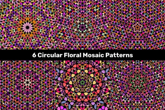 6 Floral Mosaic Patterns in Happy Colors
